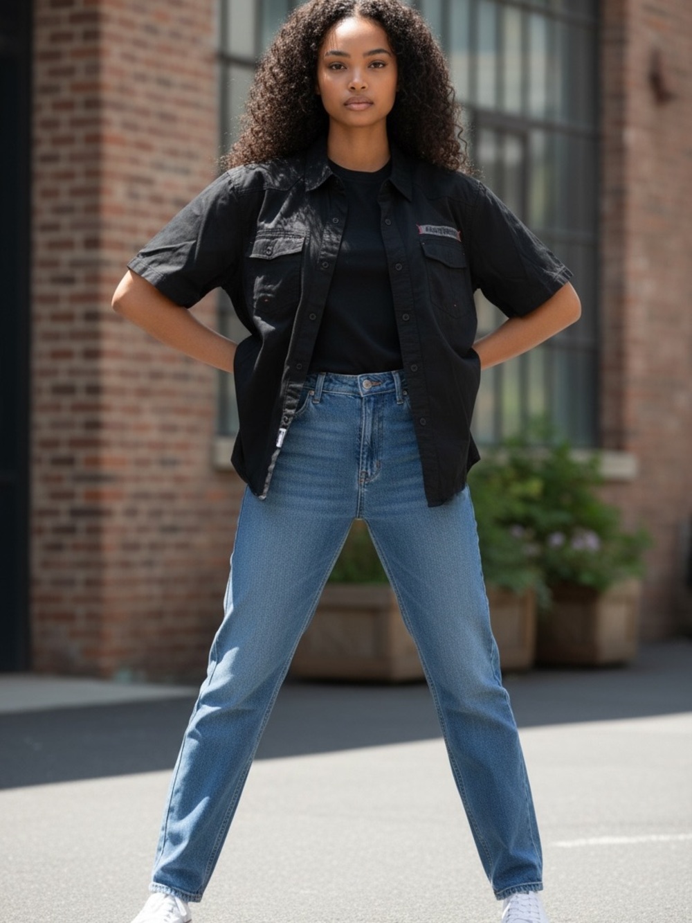 Harley-Davidson Black Short-Sleeve Button Down Shirt